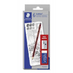 Grafitové tužky "Tradition", 6 tvrdostí, pryž, ořezávátko, STAEDTLER 61 110 C6