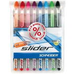 Kuličkové pero "Slider Basic XB", 8 barev, 0,7 mm, s uzávěrem, sada, SCHNEIDER 151298