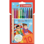 Fixy "Trio 2 in 1", 10 různých barev, 0,5-2 mm, s 2 hroty, STABILO