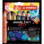 Barevné tužky "Woody ARTY 3 in 1", 6 různých barev, kulatá, silná, STABILO