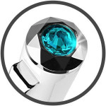 Kuličkové pero "Rialto", bílá-stříbrná, tyrkysový krystal SWAROVSKI®, 14 cm, ART CRYSTELLA® 1805XGF4