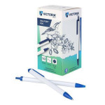 Kuličkové pero, modrá, 0,7mm, stiskací mechanismus, VICTORIA