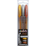 Sada gelových per "Doodler'z Glitter", 3 třpytivé barvy, 0,33 mm, ZEBRA 80775