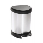 Odpadkový koš, černá-stříbrná, pedálový, plastový, 5 l, CURVER 185376
