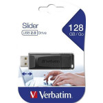 Pendrive "Slider", černá, 128GB, USB 2.0, VERBATIM