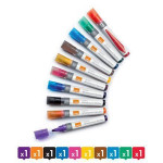 Popisovač na tabule a flip chart, 10 barev, 1-3 mm, tekutý inkoust, kuželový hrot, 10 ks, NOBO 19153