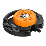 NEO TOOLS rotační postřikovač, 9 funkcí postřiku pro plochu od 35 do 95m2, 1/2" i 3/4", oranžovo-černý, 15-780