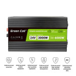 Green Cell PowerInverter LCD 24 V 3000W/60000W měnič napětí do auta s displejem - čistá sinusová křivka