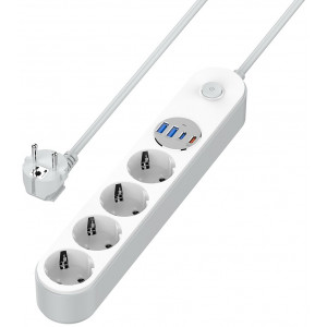 COLORWAY Prodlužovací napájecí přívod/ 4x Schuko/ 2x USB-C 20W/ 2x USB-A/ kabel 2m