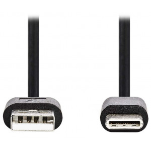 NEDIS kabel USB 2.0/ zástrčka USB-A - zástrčka USB-C/ 5 W/ 480 Mbps/ poniklovaný/ černý/ bulk/ 1m
