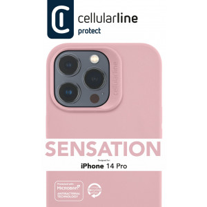 Ochranný silikonový kryt Cellularline Sensation pro Apple iPhone 14 Pro, růžový