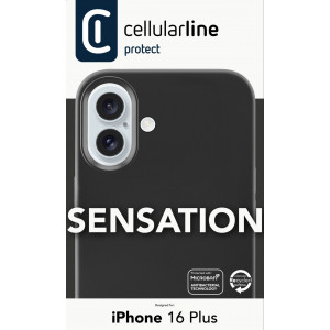 Ochranný silikonový kryt Cellularline Sensation pro Apple iPhone 16 Plus, černý