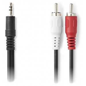 NEDIS redukční stereo audio kabel s jackem/ zástrčka 3,5 mm - 2x zástrčka RCA/ černý/ bulk/ 1,5m
