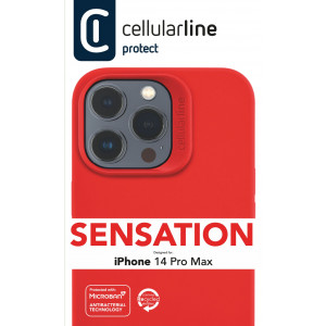Ochranný silikonový kryt Cellularline Sensation pro Apple iPhone 14 Pro Max, červený