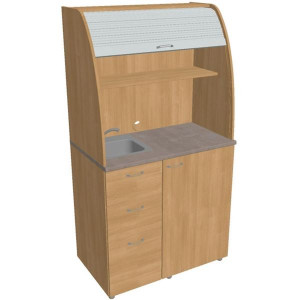 Kuchyňka s lednicí, dřezem a baterií Hobis KU 3 3