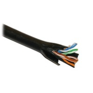UTP kabel PlanetElite, Cat5E, drát, dvojitý venkovní PE+PE, černý, 305m, cívka