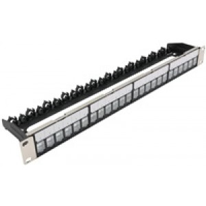 19" modulární stíněný patch panel XtendLan 24port, 4x vyjímatelný modul, černý