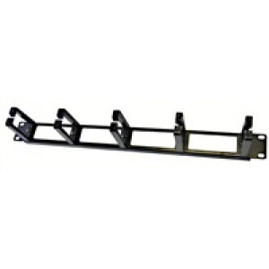 19" vyvazovací panel LEXI-Net 1U, 5x plastový úchyt 40x60mm, průchozí, černý