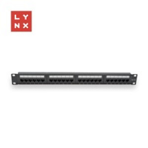 LYNX 19" patch panel 24-port, UTP Cat5e, 50µ, nestíněný, černý