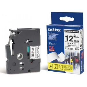Brother - TZe-S231 bílá / černá (12mm,lamin.,extr. adhez.)