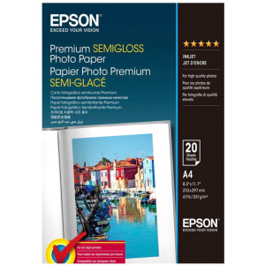 EPSON fotopapír C13S041332/ A4/ Photo premium semigloss/ 20ks
