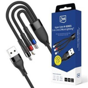 3mk Hyper Cable N-SERIES A to C/Lightning/Micro 1.2m 9V/2A 18W QC3.0 Black