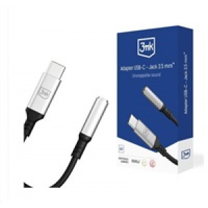 3mk adaptér USB-C/Jack 3,5mm (samice) 0,15m, černo-stříbrná
