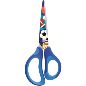Školní nůžky KEYROAD Tattoo Soft, 15 cm, modré