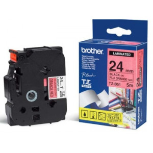 Brother - TZe-B51, signální oranžová / černá  (24mm)