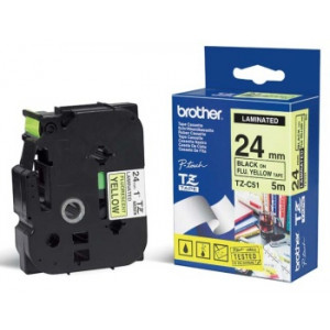 Brother - TZe-C51, signální žlutá / černá  (24mm)