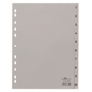 Plastový rozlišovač Durable - A4, šedý, 1-10