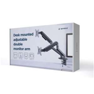 GEMBIRD Držák 2 monitorů na stůl MA-DA2-05, naklápěcí, až do 32” a 9kg, vesmírně šedý