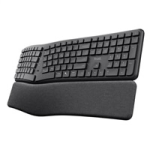 TRUST klávesnice Keyra, Ergonomická, Bezdrátová, US, černá
