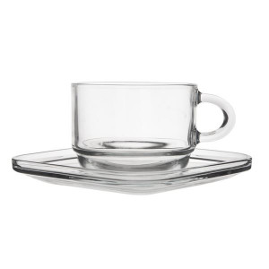 Hrnky s podšálky Orion Cozy - sklo, 270 ml, 6+6 ks