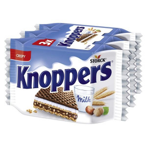 Oplatky Knoppers - mléčná a lískooříš.náplň, 3x25g