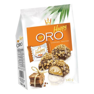 Oplatky Happy Oro - karamelová náplň, 140 g