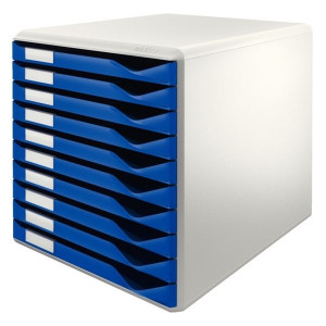 Zásuvkový box Leitz, 10 zásuvek, modrý/šedý