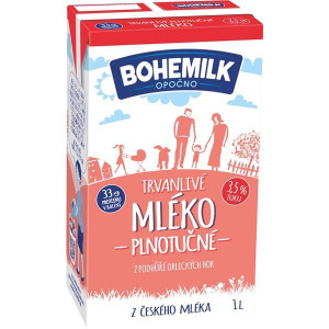 Trvanlivé mléko Bohemilk - 3,5%, plnotučné, 1 l