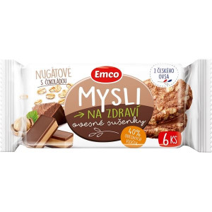 Ovesné sušenky Emco - nugátové s čokoládou, 60g
