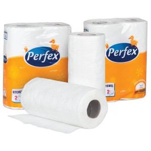 Kuchyňské utěrky Perfex - 2vrstvé, bílé, 2 ks