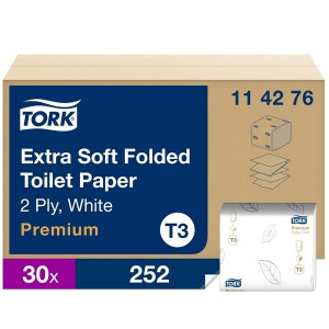 Skládaný toaletní papír Tork T3- 2vrstvý,30x252 ks