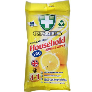 Antibakteriální vlhčené utěrky Green Shield, 50 ks