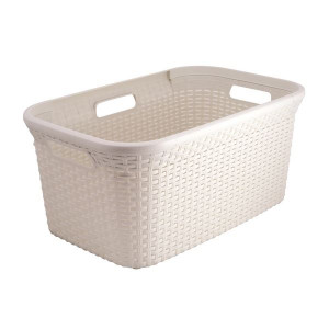 Koš na prádlo Curver Rattan - 45 l, krémový
