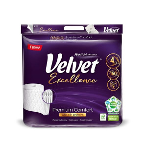Toaletní papír Velvet Excellence - 4vrstvý, 9 rolí