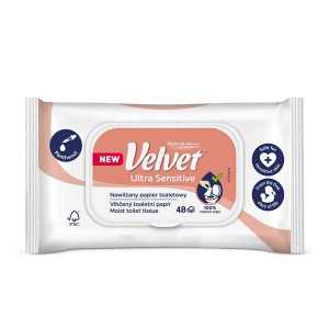 Vlhčený toaletní papír Velvet Sensitive - 48 ks