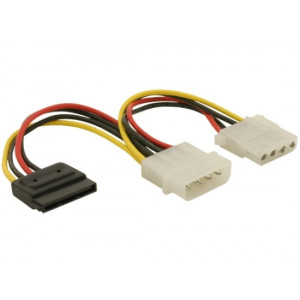 Delock Power Adapter Molex 4-pin samec na SATA 15-pin + Molex 4 pin samice