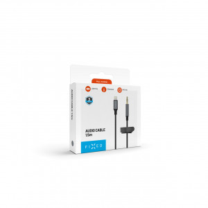 Audio kabel FIXED Link Lightning na 3,5mm jack, 1.5m, space gray