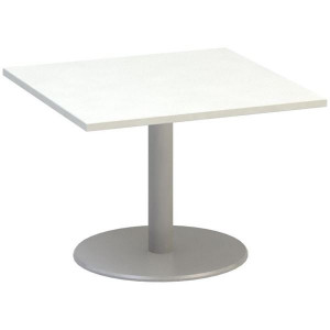 Jednací stůl Alfa 400 - 80 cm, nízký, bílý/stříbrn