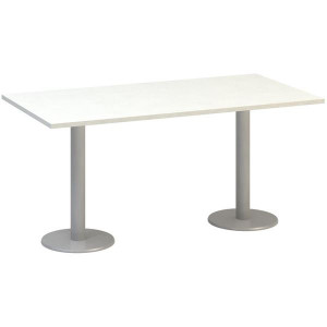 Jednací stůl Alfa 400 - 160 cm, bílý/stříbrný