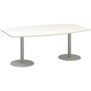 Jednací stůl Alfa 400 - 200 cm, bílý/stříbrný